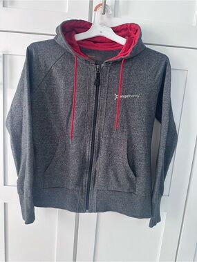 Orangetheory Gray Zip Hoodie with Red Hood Lining